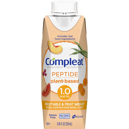 Compleat Peptide 1.0 Tube Feeding Formula Vegetable & Fruit Medley 250 mL Carton – Plant-Based Liquid Nutrition