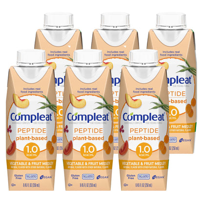 Compleat Peptide 1.0 Tube Feeding Formula Vegetable & Fruit Medley 250 mL Carton – Plant-Based Liquid Nutrition