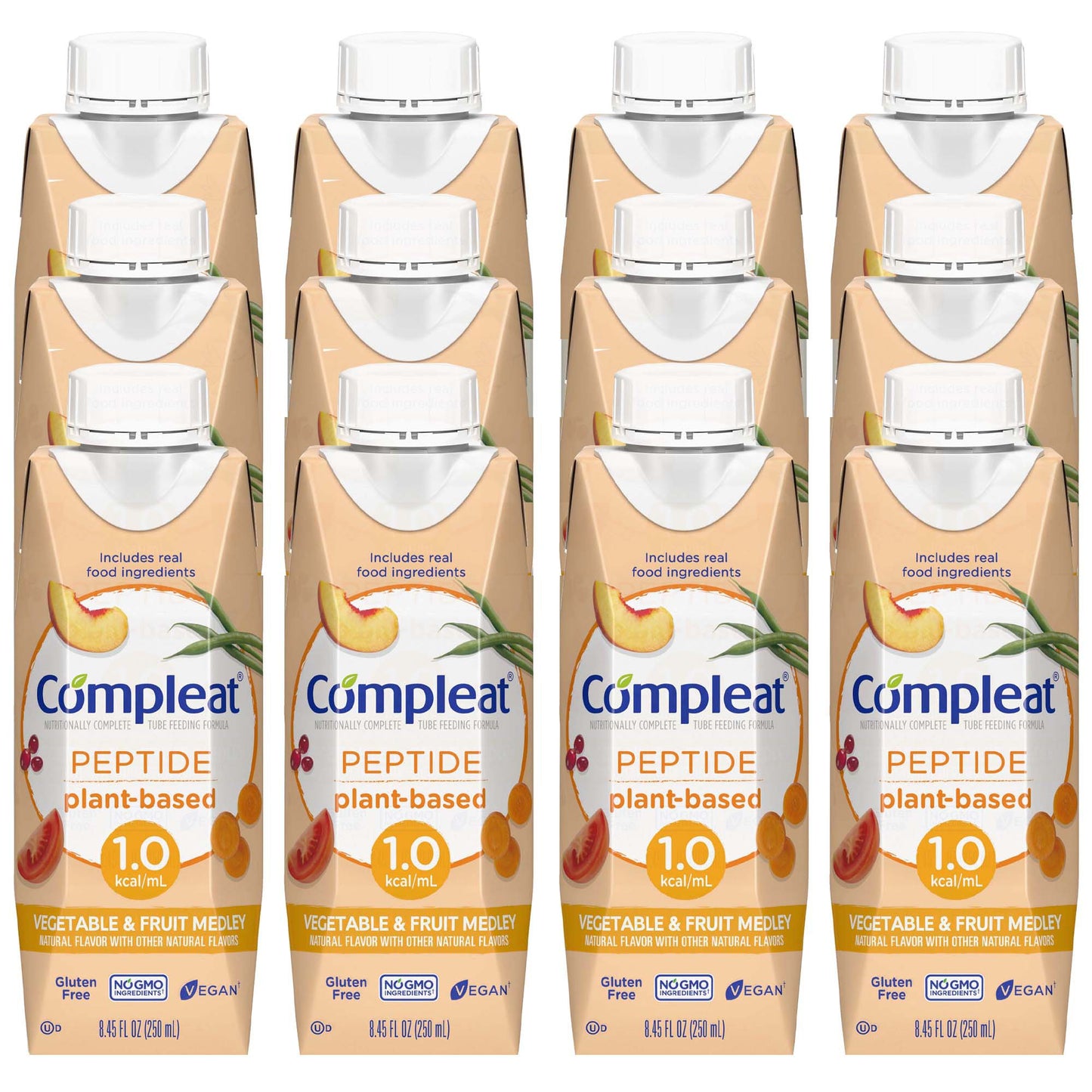Compleat Peptide 1.0 Tube Feeding Formula Vegetable & Fruit Medley 250 mL Carton – Plant-Based Liquid Nutrition