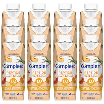 Compleat Peptide 1.0 Tube Feeding Formula Vegetable & Fruit Medley 250 mL Carton – Plant-Based Liquid Nutrition