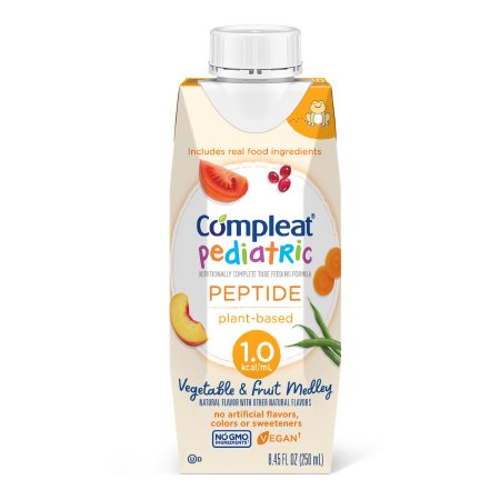 Pediatric Tube Feeding Formula Compleat Pediatric Peptide 1.0 Vegetable / Fruit Medley Flavor 250 mL Reclosable Carton Liquid Plant Based