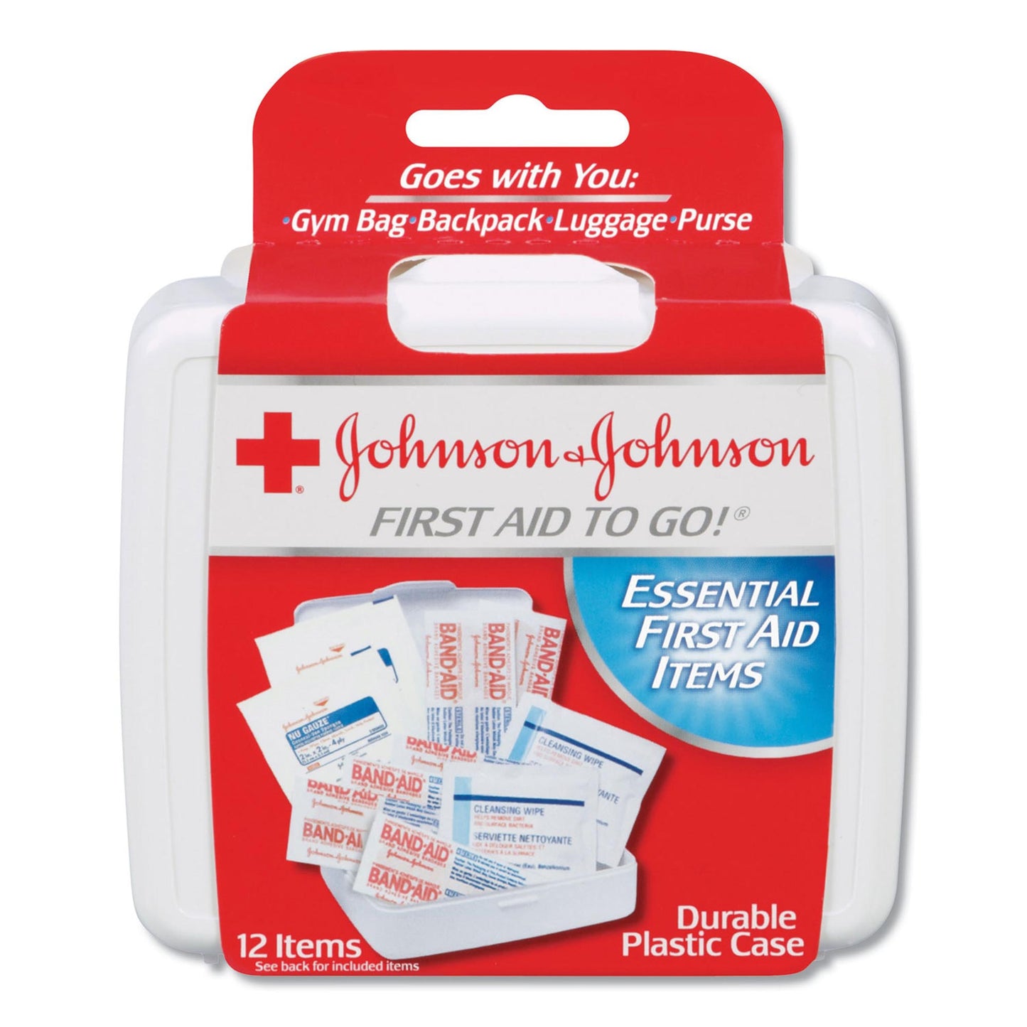 Johnson & Johnson To Go First Aid Kit – 12 Piece Portable Plastic Case