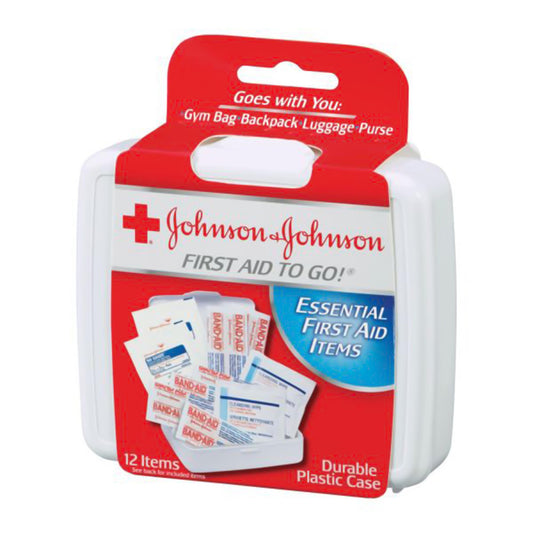 Johnson & Johnson To Go First Aid Kit – 12 Piece Portable Plastic Case