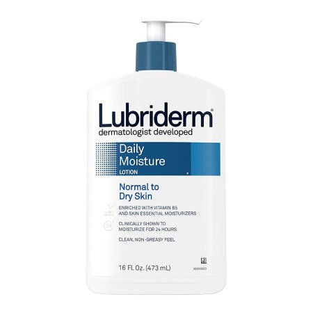 Hand and Body Moisturizer Lubriderm Daily Moisture 16 oz. Pump Bottle Unscented Lotion