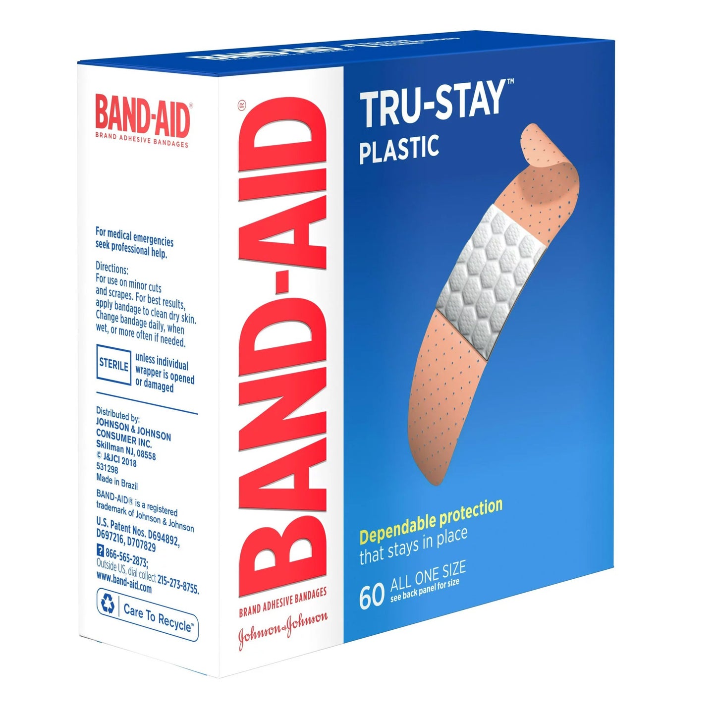 Band-Aid Tru-Stay Plastic Adhesive Strips 3/4 x 3 Inch Sterile Bandages