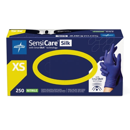 Exam Glove SensiCare Extended Cuff NonSterile Nitrile Extended Cuff Length Fully Textured Blue Chemo Tested