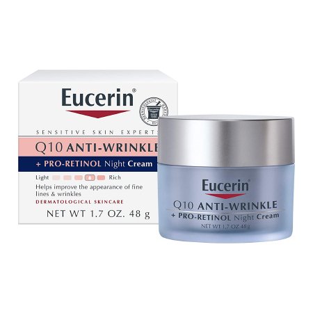 Facial Moisturizer Eucerin Q10 Anti-Wrinkle Night Cream + Pro-Retinol 1.7 oz. Jar Unscented Cream