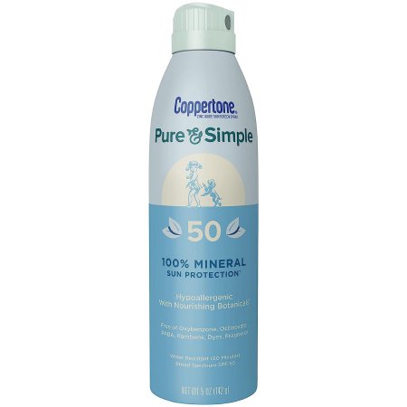 Sunscreen Coppertone Pure and Simple SPF 50 Lotion 6 oz. Bottle