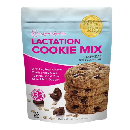 Oral Supplement Mommy Knows Best Lactation Cookie Mix Oatmeal Chocolate Chip Flavor Powder 16 oz. Pouch