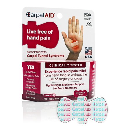 Hand-Based Carpal Tunnel Support Carpal AID Patch Plastic Left or Right Hand Clear