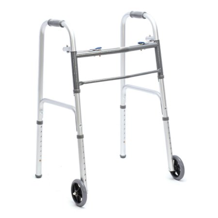 Dual Release Folding Walker with Wheels Protekt Steel Frame 350 lbs. Weight Capacity