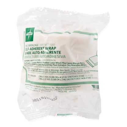 Medline Cohesive Bandage 2 Inch x 5 Yard Self-Adherent Tan Wrap