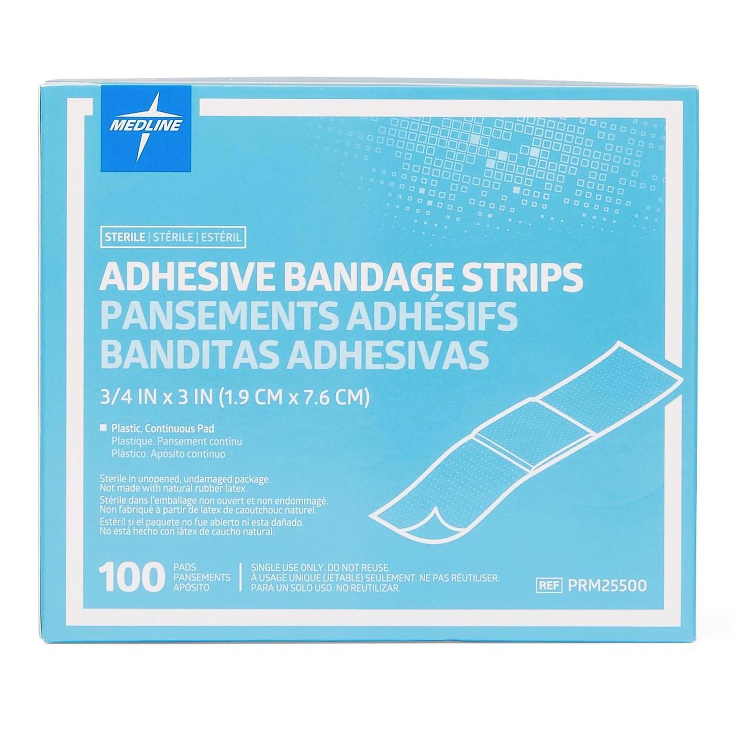Medline Sterile Plastic Adhesive Strips 3/4 x 3 Inch Tan Bandages