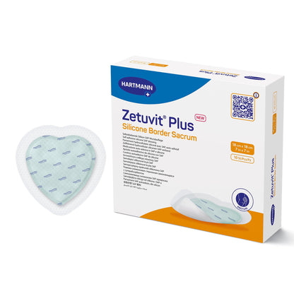 Zetuvit Plus Silicone Border Sacral Super Absorbent Dressing 7 x 7 Inch Sterile Silicone Adhesive Dressing