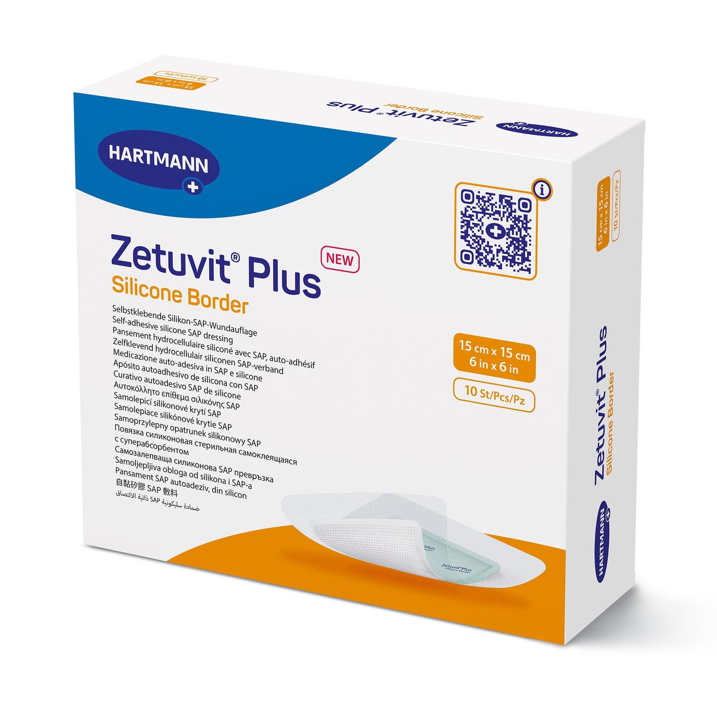 Zetuvit Plus Silicone Border Super Absorbent Dressing 6 x 6 Inch Sterile Silicone Adhesive Dressing