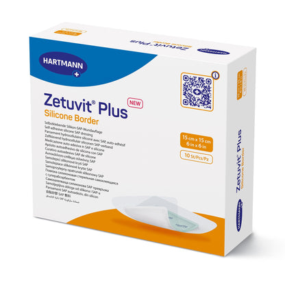 Zetuvit Plus Silicone Border Super Absorbent Dressing 6 x 6 Inch Sterile Silicone Adhesive Dressing