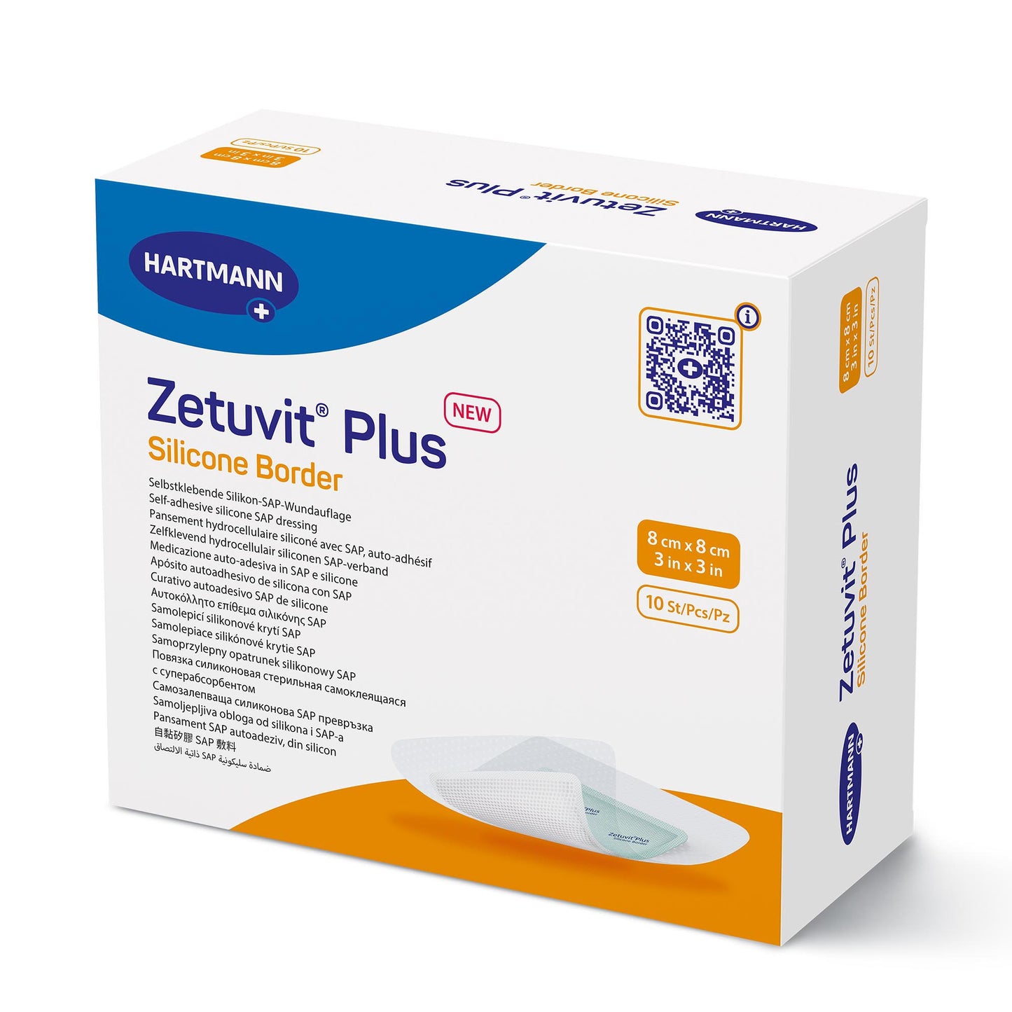 Zetuvit Plus Silicone Border Super Absorbent Dressing 3 x 3 Inch Sterile Silicone Adhesive Dressing
