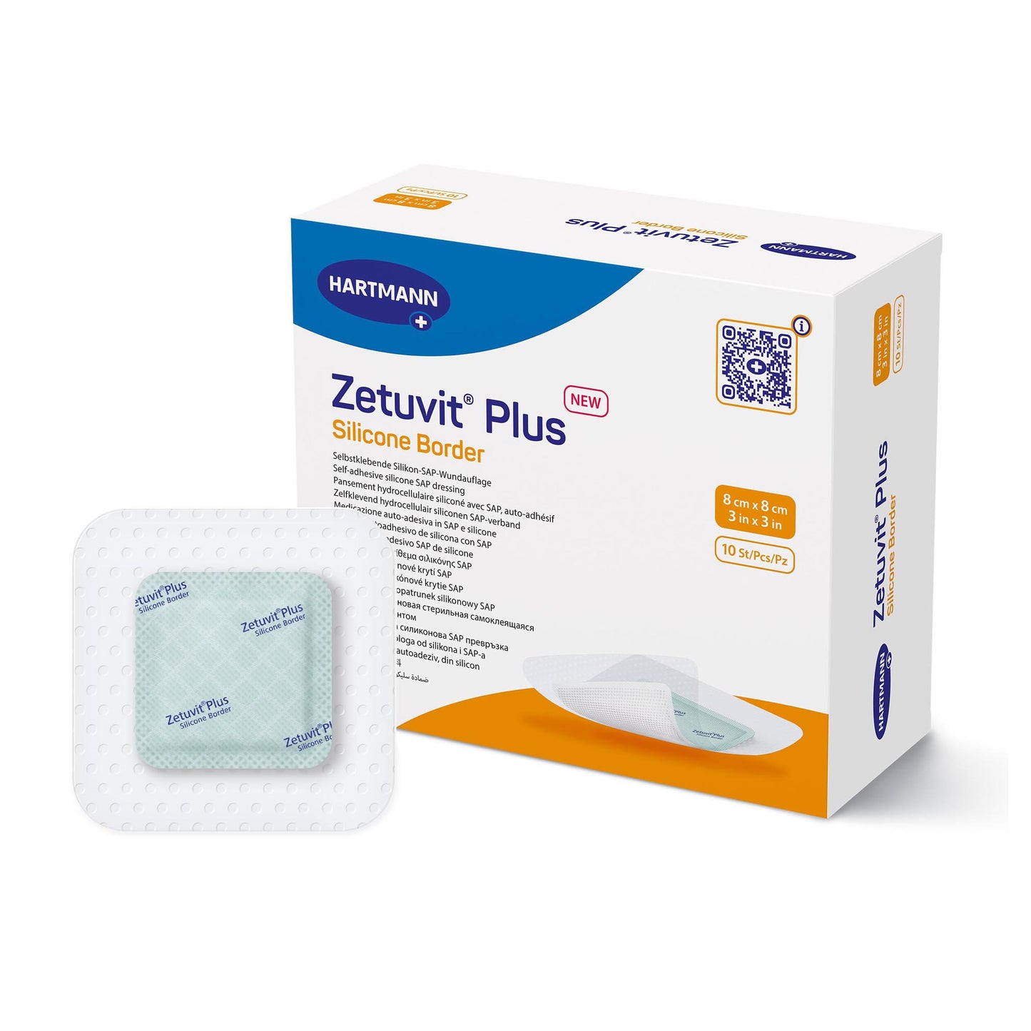 Zetuvit Plus Silicone Border Super Absorbent Dressing 3 x 3 Inch Sterile Silicone Adhesive Dressing