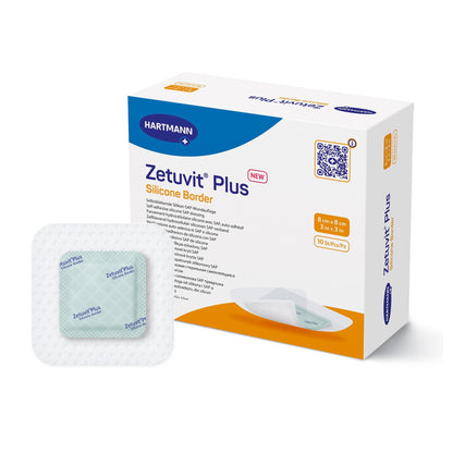 Zetuvit Plus Silicone Border Super Absorbent Dressing 3 x 3 Inch Sterile Silicone Adhesive Dressing