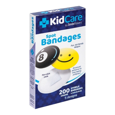 Adhesive Spot Bandage KidCare 7/8 Inch Diameter Plastic Round Kid Design (Assorted Prints) Sterile