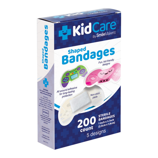 KidCare Plastic Adhesive Strips Game Controller Design 3/4 x 1 Inch Sterile Pediatric Bandages