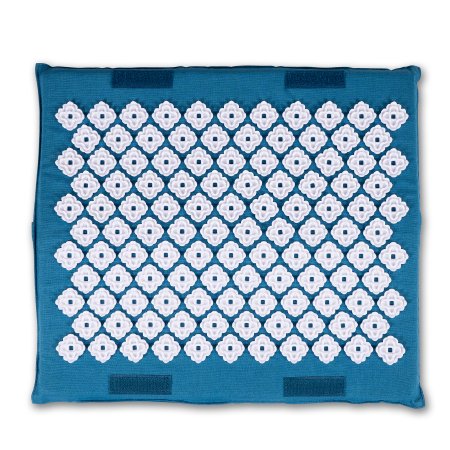 Kanjo Accupressure Foot Mat Sapphire / White Cotton-Linen Fabric / Memory Foam / Plastic 14 X 16 Inch