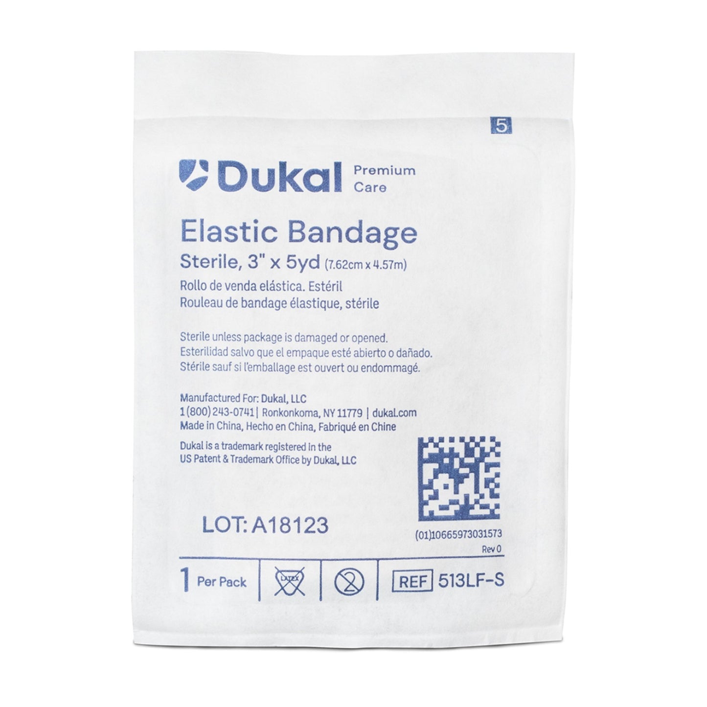 Dukal Premium Care Sterile Elastic Bandage 3 Inch x 5 Yard High Compression Hook and Loop Closure Tan Bandage