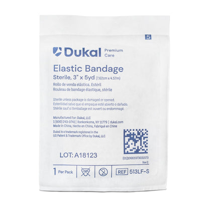 Dukal Premium Care Sterile Elastic Bandage 3 Inch x 5 Yard High Compression Hook and Loop Closure Tan Bandage