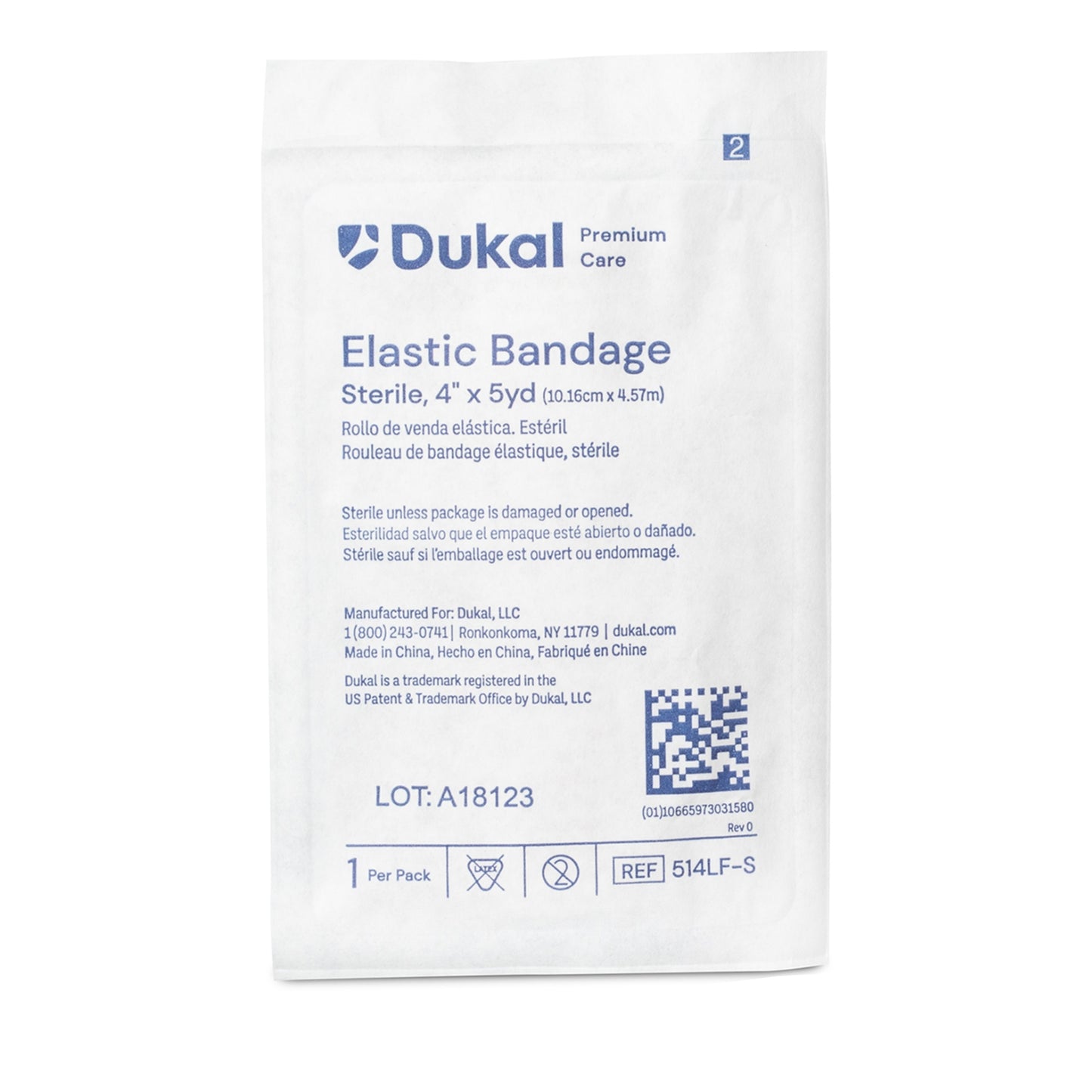 Dukal Premium Care Sterile Elastic Bandage 4 Inch x 5 Yard High Compression Hook and Loop Closure Tan Bandage