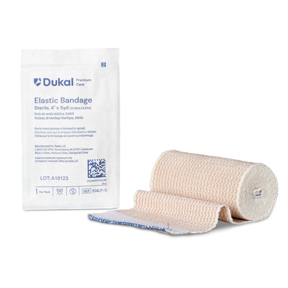 Dukal Premium Care Sterile Elastic Bandage 4 Inch x 5 Yard High Compression Hook and Loop Closure Tan Bandage