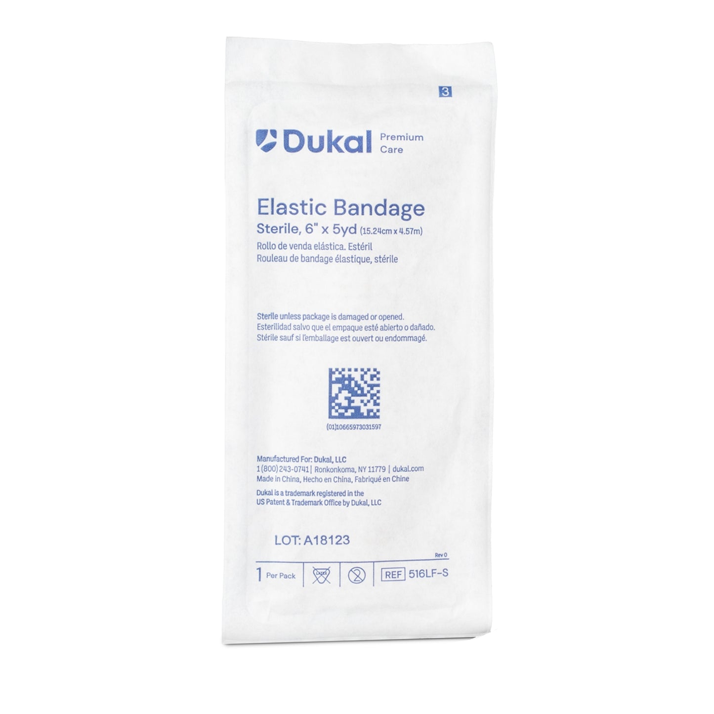 Dukal Premium Care Sterile Elastic Bandage 6 Inch x 5 Yard High Compression Hook and Loop Closure Tan Bandage