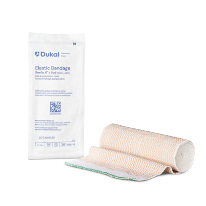 Dukal Premium Care Sterile Elastic Bandage 6 Inch x 5 Yard High Compression Hook and Loop Closure Tan Bandage