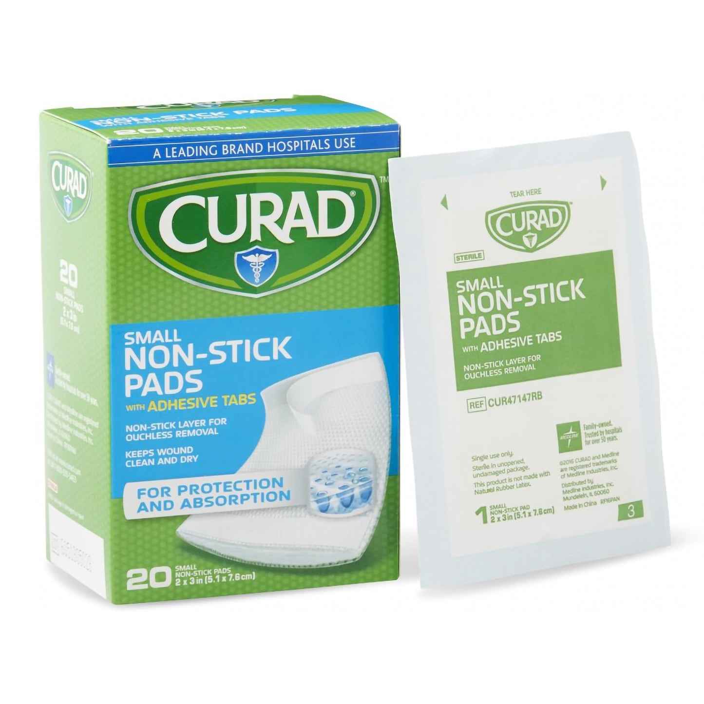 Non-Adherent Dressing with Adhesive Curad 2 X 3 Inch Sterile Rectangle