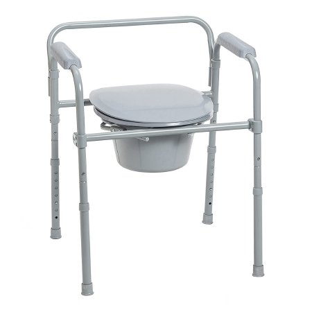 3-in-1 Commode Chair MGC Health Fixed Arms Steel Frame With Backrest 14-1/2 Inch Seat Width 350 lbs. Weight Capacity