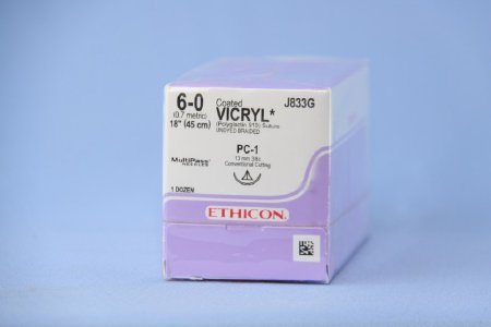 Absorbable Suture with Needle Coated Vicryl Polyglactin 910 PC-1 3/8 Circle Precision Conventional Cutting Needle Size