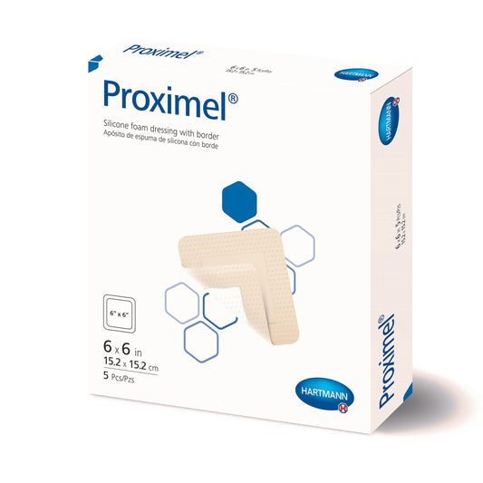 Proximel Silicone Foam Dressing 6 x 6 Inch Sterile Border Dressing