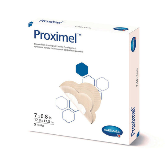 Proximel Silicone Adhesive Sacral Foam Dressing 6-4/5 x 7 Inch Sterile Waterproof Border Wound Dressing