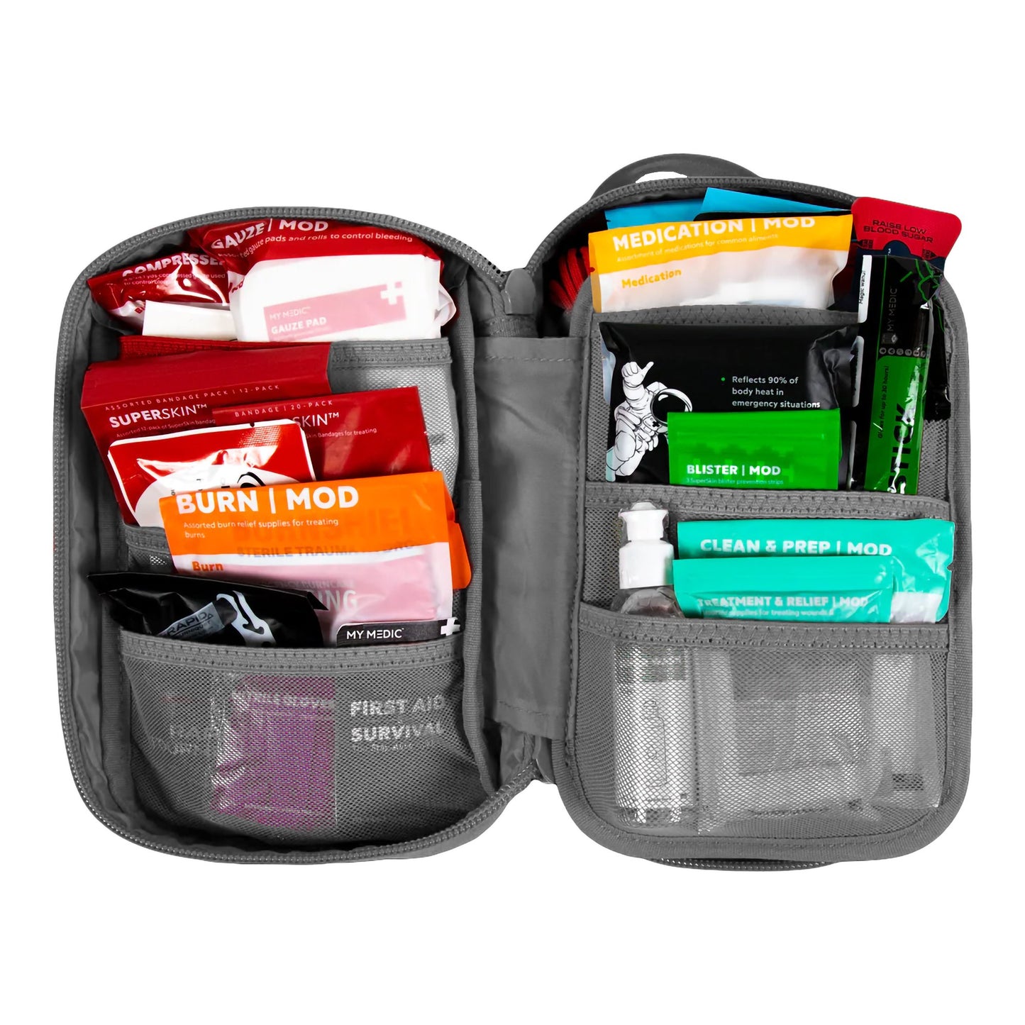 My Medic MYFAK Standard First Aid Kit Gray Nylon Bag with 100+ Emergency Supplies