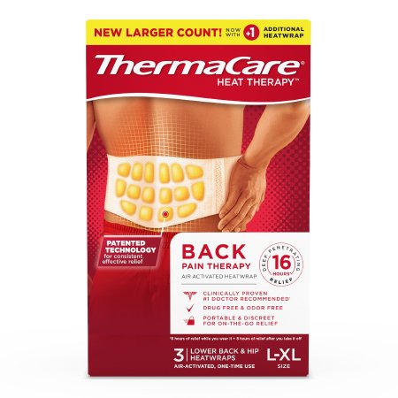 Instant Hot Patch ThermaCare HeatWraps Back / Hip / Leg / Shoulders Nonwoven Material Cover Disposable