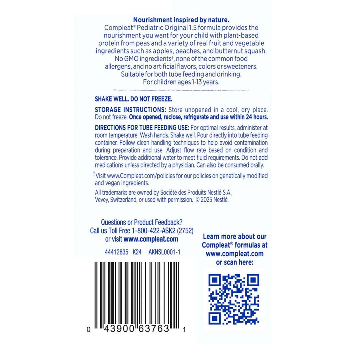 Compleat Original 1.5 Pediatric Tube Feeding Formula Fruit Medley 250 mL Reclosable Carton