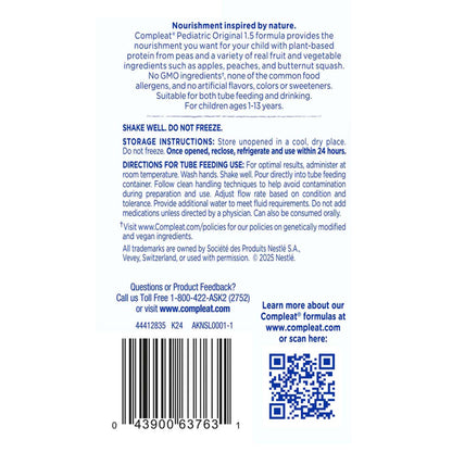 Compleat Original 1.5 Pediatric Tube Feeding Formula Fruit Medley 250 mL Reclosable Carton