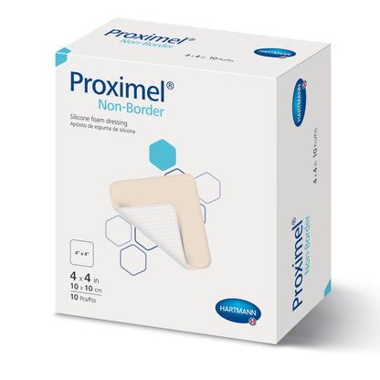Proximel Non-Border Foam Dressing 4 x 4 Inch Sterile Silicone Foam Dressing