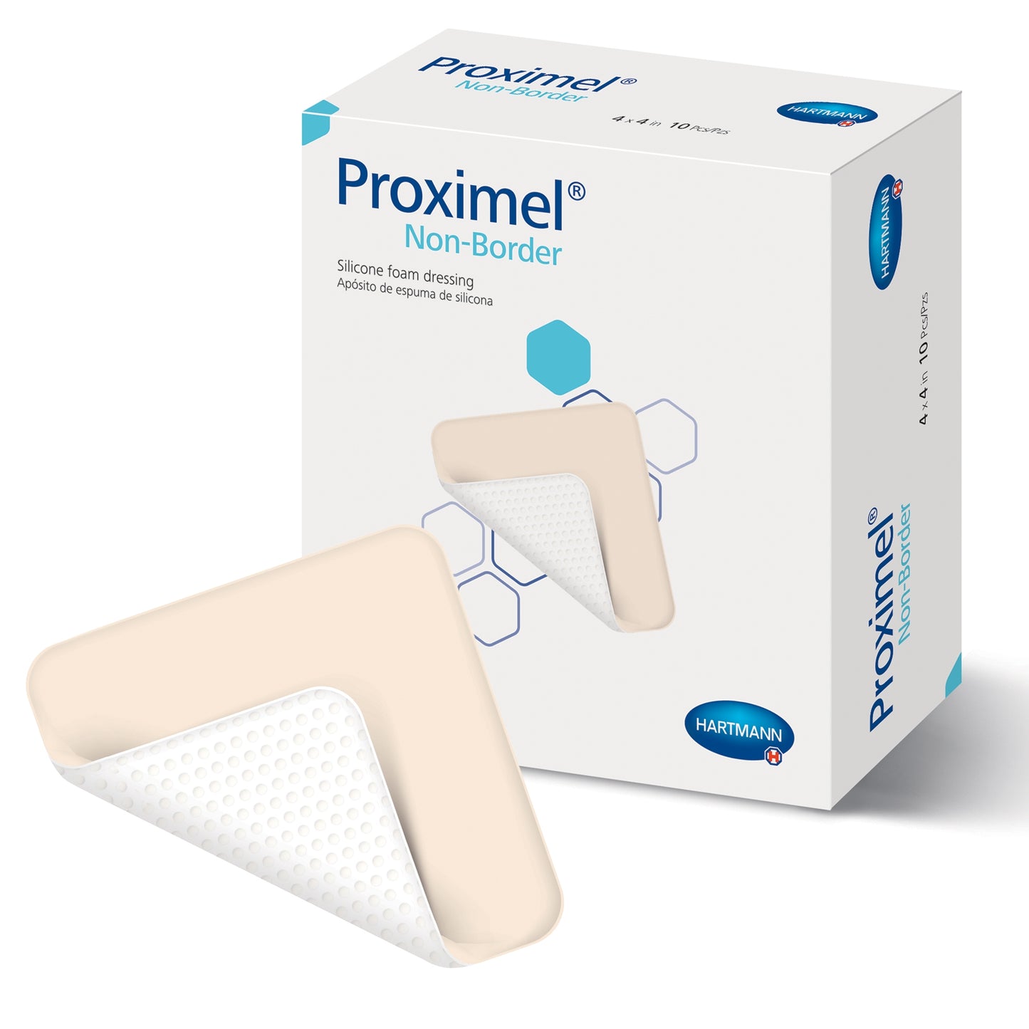 Proximel Non-Border Foam Dressing 4 x 4 Inch Sterile Silicone Foam Dressing