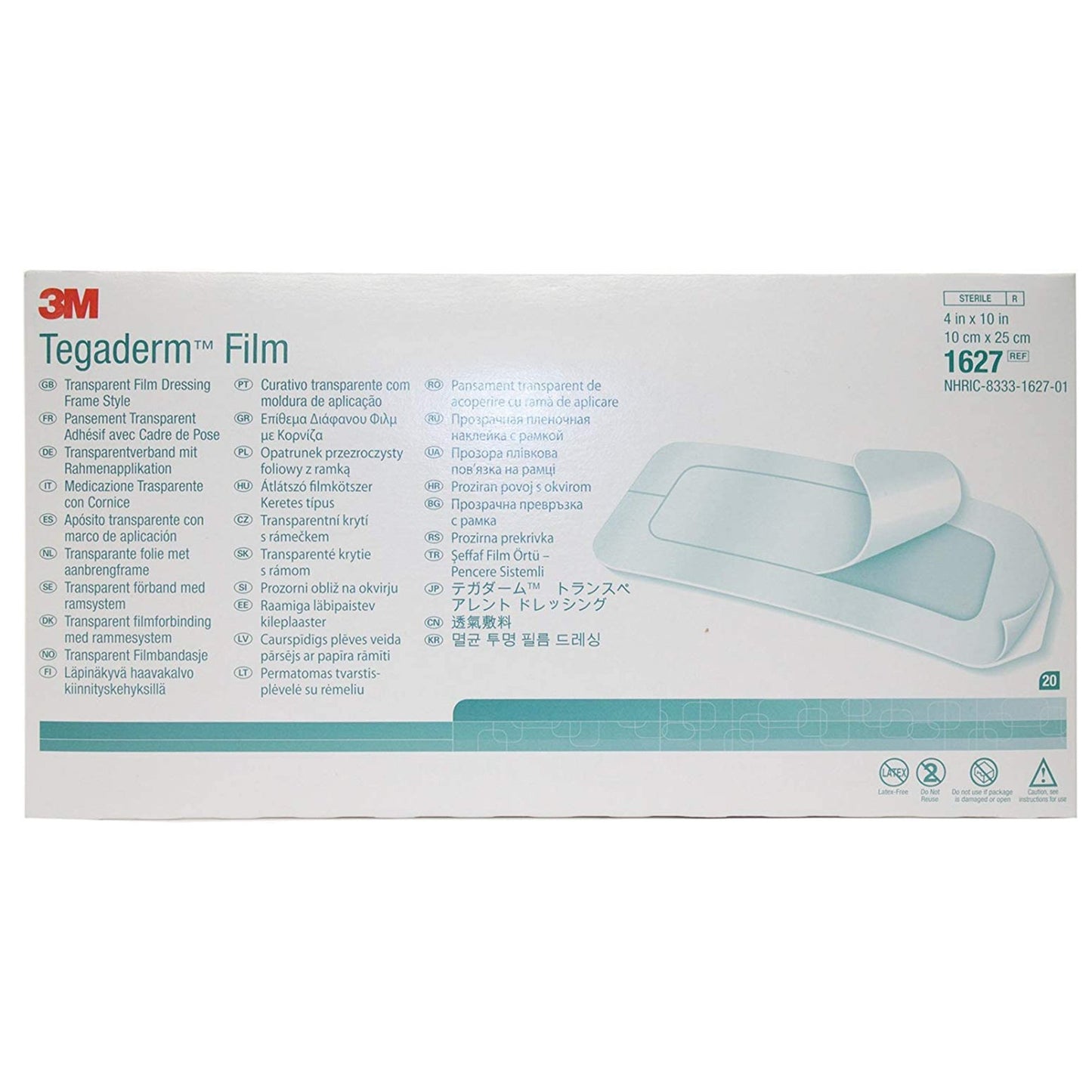 3M Tegaderm Transparent Film Dressing 4 x 10 Inch Sterile Frame Style Dressing with Label