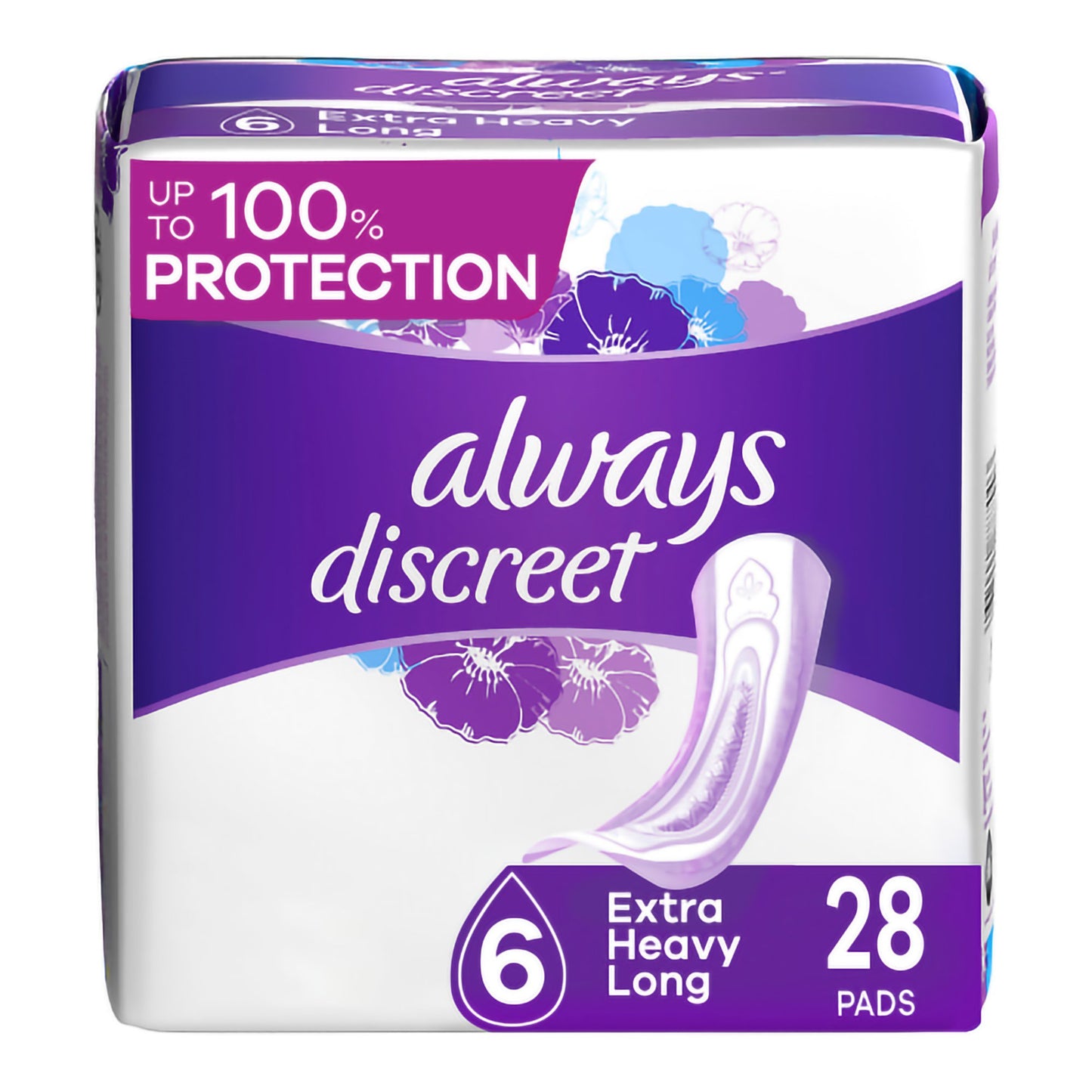 Always Discreet Bladder Control Pads – Light to Heavy Absorbency, Thin and Long Length