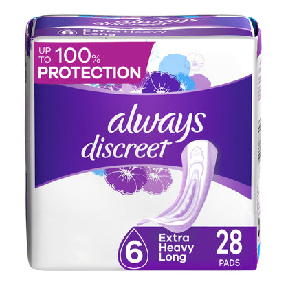 Always Discreet Bladder Control Pads – Light to Heavy Absorbency, Thin and Long Length