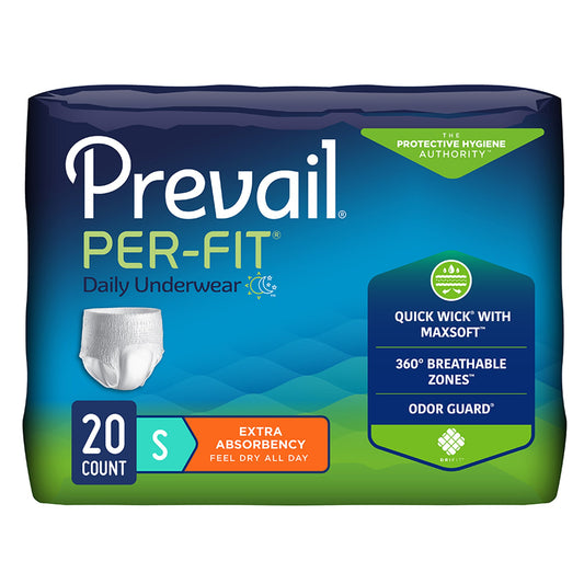 Unisex Adult Incontinence Brief Prevail Per-Fit Pull On with Tear Away Seams Small Disposable Heavy Absorbency