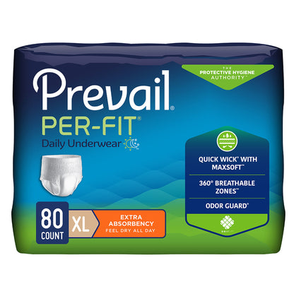 Prevail Per-Fit Extra Absorbent Underwear – Unisex, Pull-On with Tear Away Seams