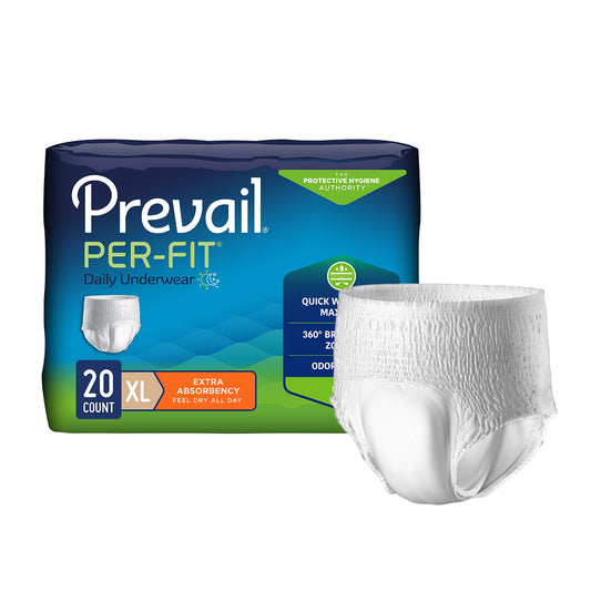 Prevail Per-Fit Extra Absorbent Underwear – Unisex, Pull-On with Tear Away Seams