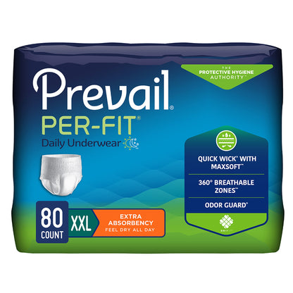 Prevail Per-Fit Extra Absorbent Underwear – Unisex, Pull-On with Tear Away Seams